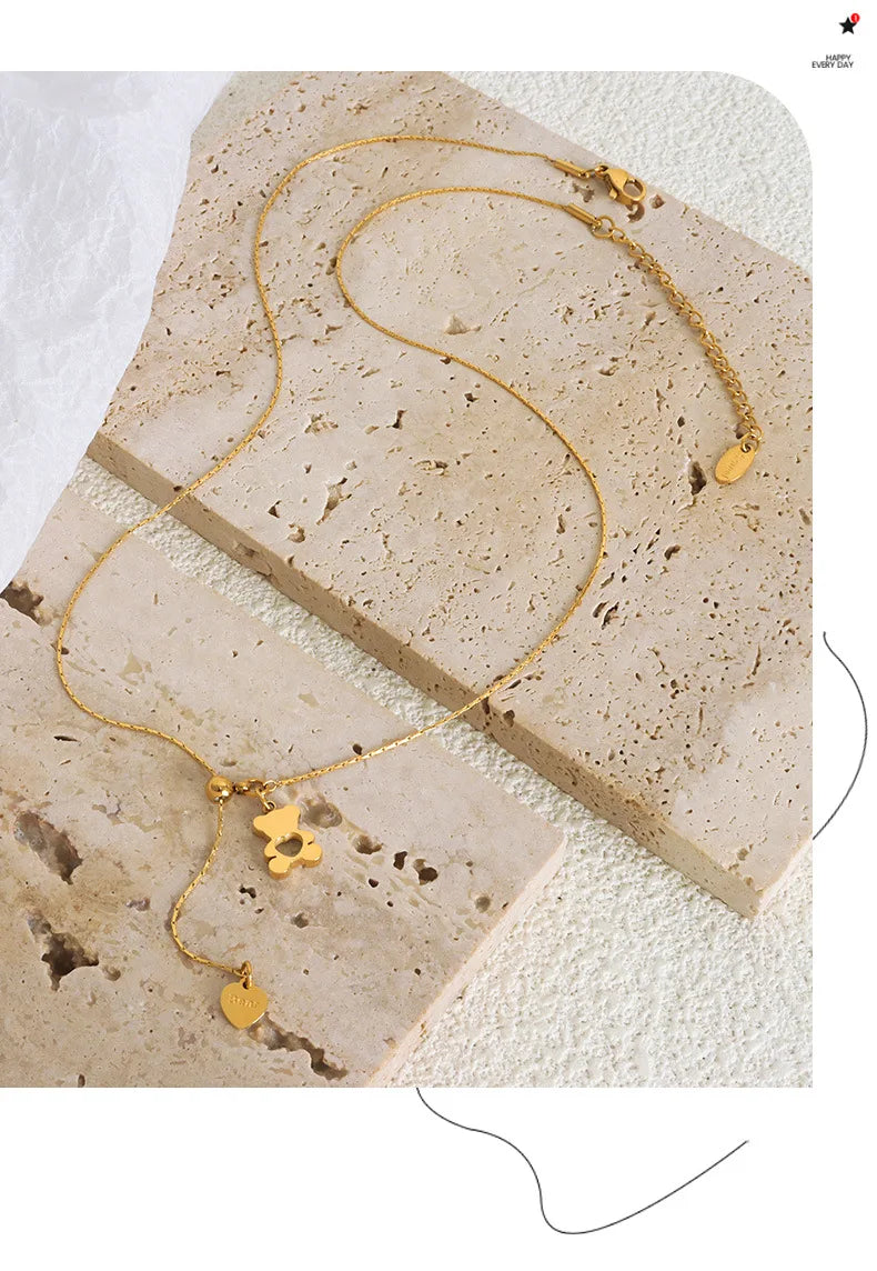 Auribear Charm – Gold-Plated Hollow Bear Necklace