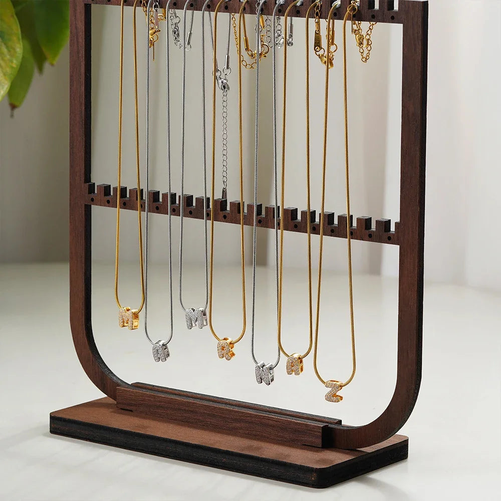 Lettavelle – Dainty Gold-Plated Zircon Initial Pendant Necklace