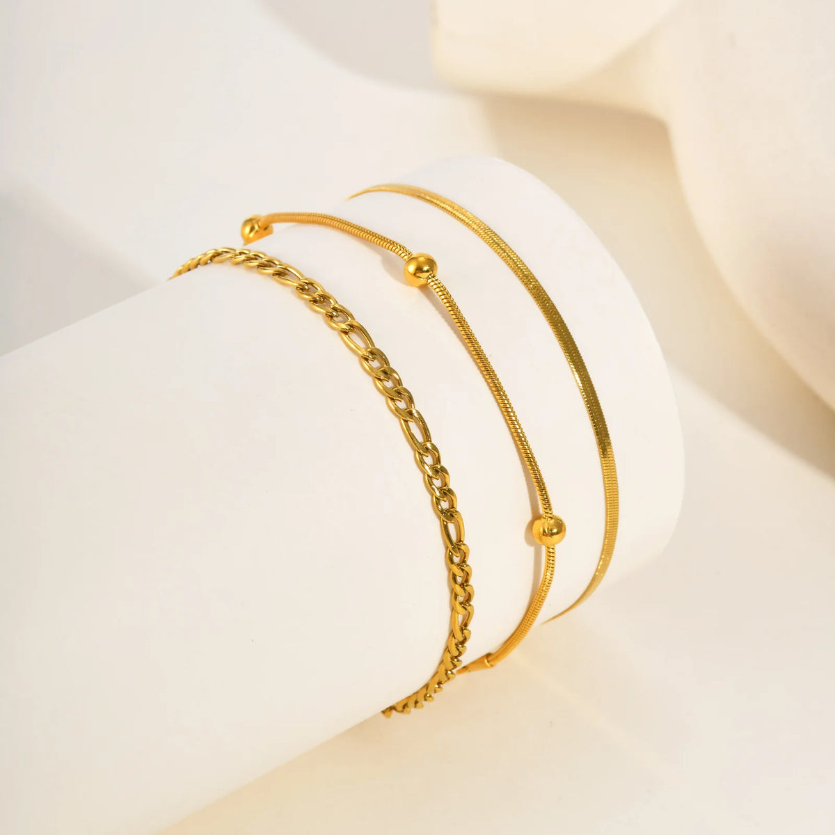 Vellisse – Elegant Triple-Layer Stainless Steel Chain Bracelet Set