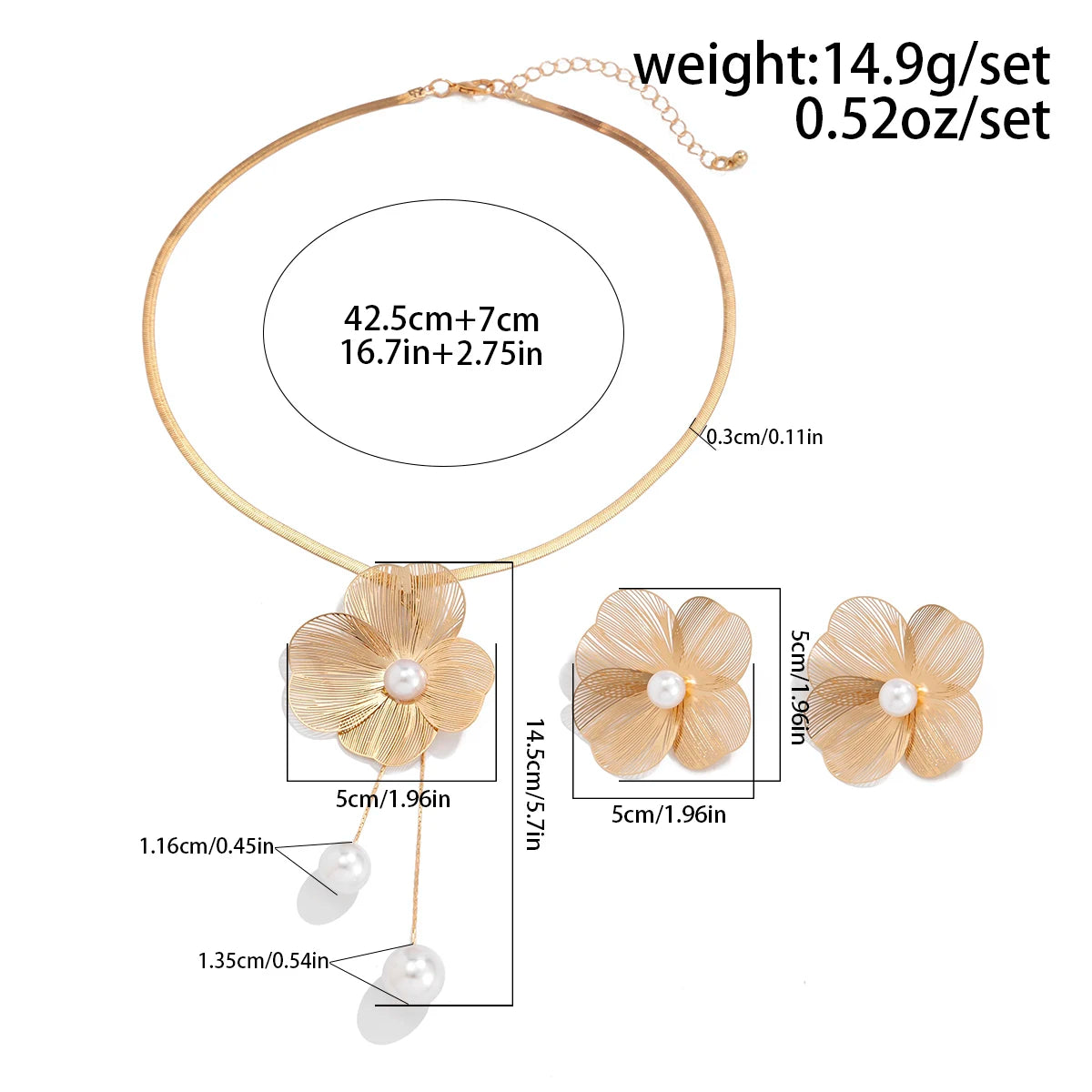Aurielle Petal Glow – Women’s Pearl Pendant Choker & Earrings