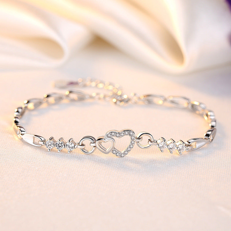 Amorelle Heart – 925 Sterling Silver Purple Zircon Bracelet