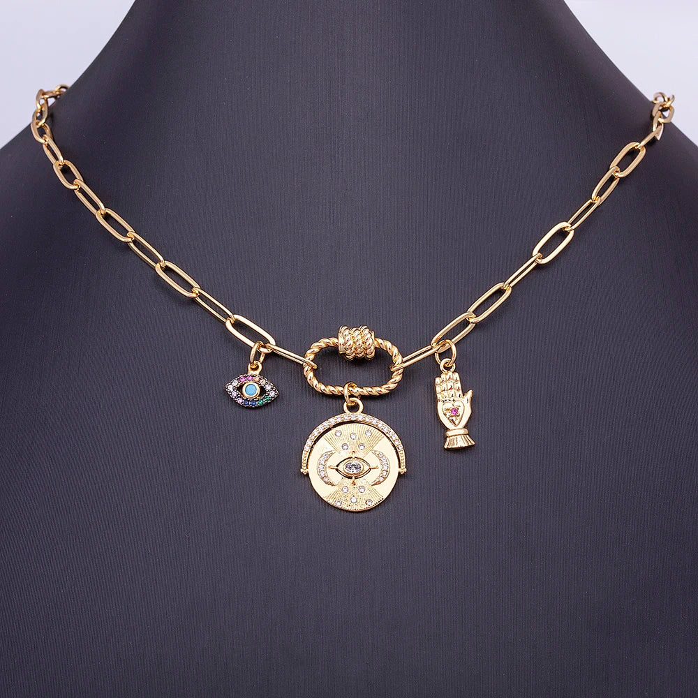 Lunivya Charm – Evil Eye & Moon Zircon Necklace
