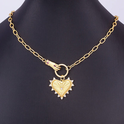 Aurivante – Gold Heart Pendant Link Necklace