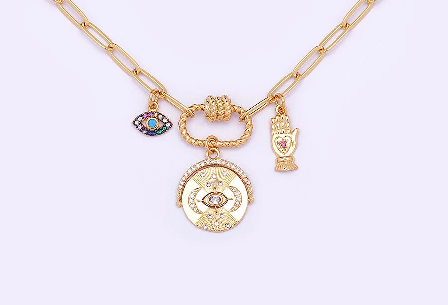 Lunivya Charm – Evil Eye & Moon Zircon Necklace
