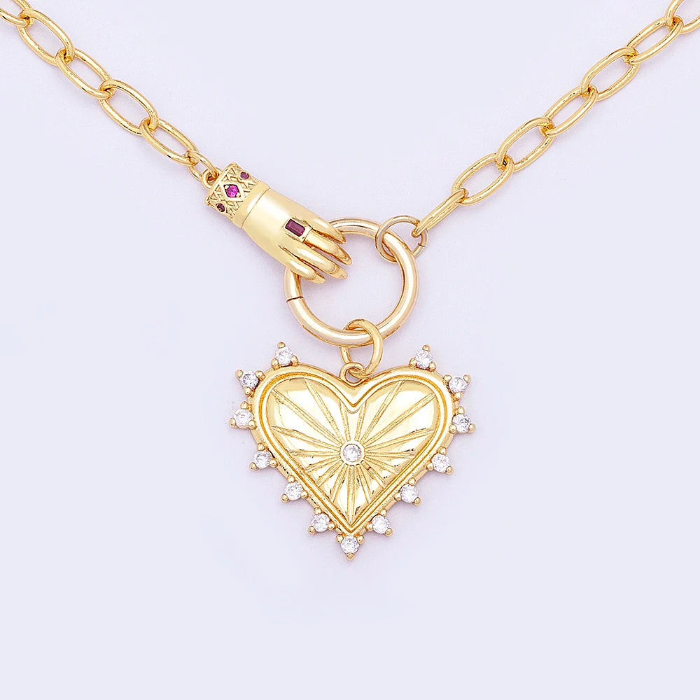Aurivante – Gold Heart Pendant Link Necklace