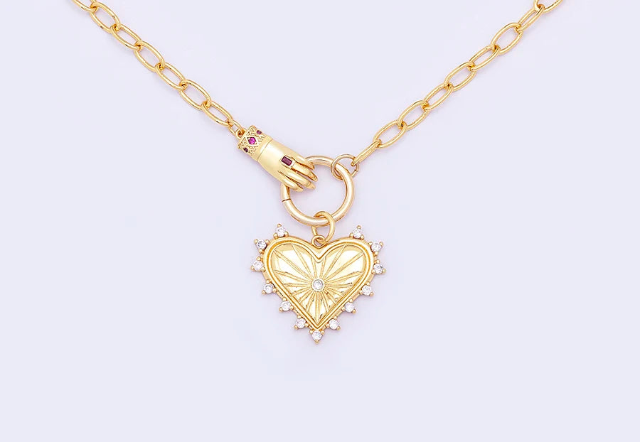 Aurivante – Gold Heart Pendant Link Necklace