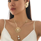 Aurielle Petal Glow – Women’s Pearl Pendant Choker & Earrings