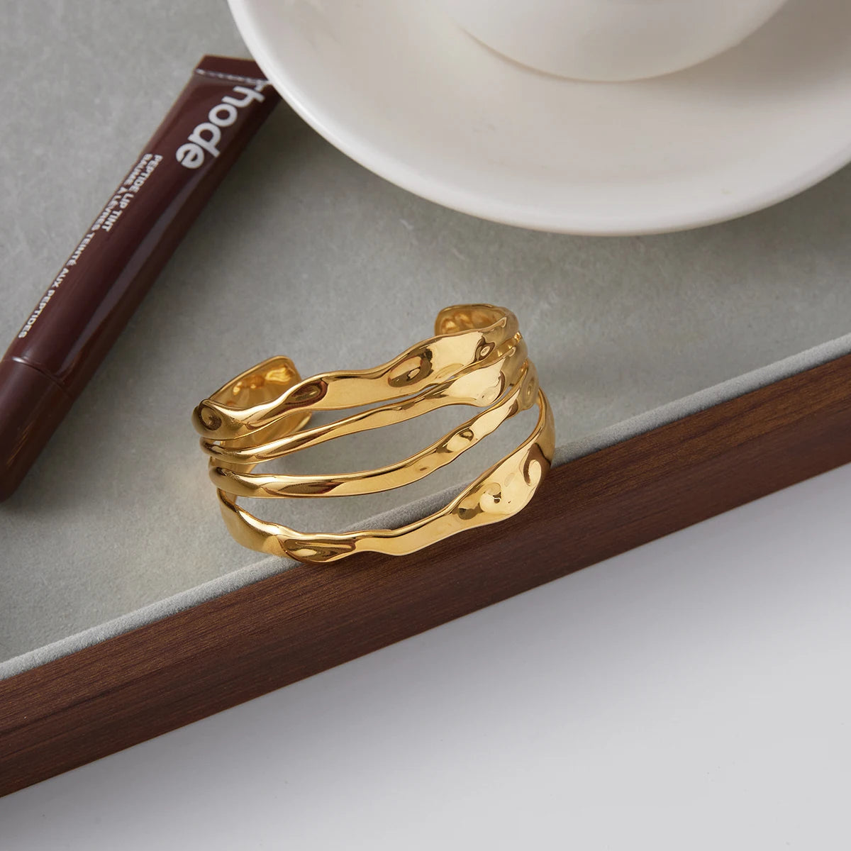 Lunara Bold – Minimalist Four-Layer Cuff Bracelet