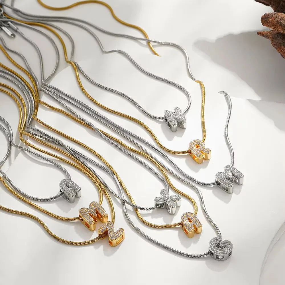 Lettavelle – Dainty Gold-Plated Zircon Initial Pendant Necklace