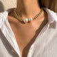 Luna Obsidian – Bold Pearl Pendant Chain Necklace
