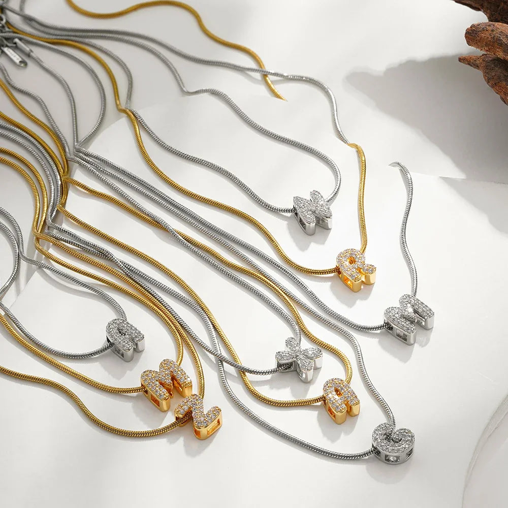 Lettavelle – Dainty Gold-Plated Zircon Initial Pendant Necklace