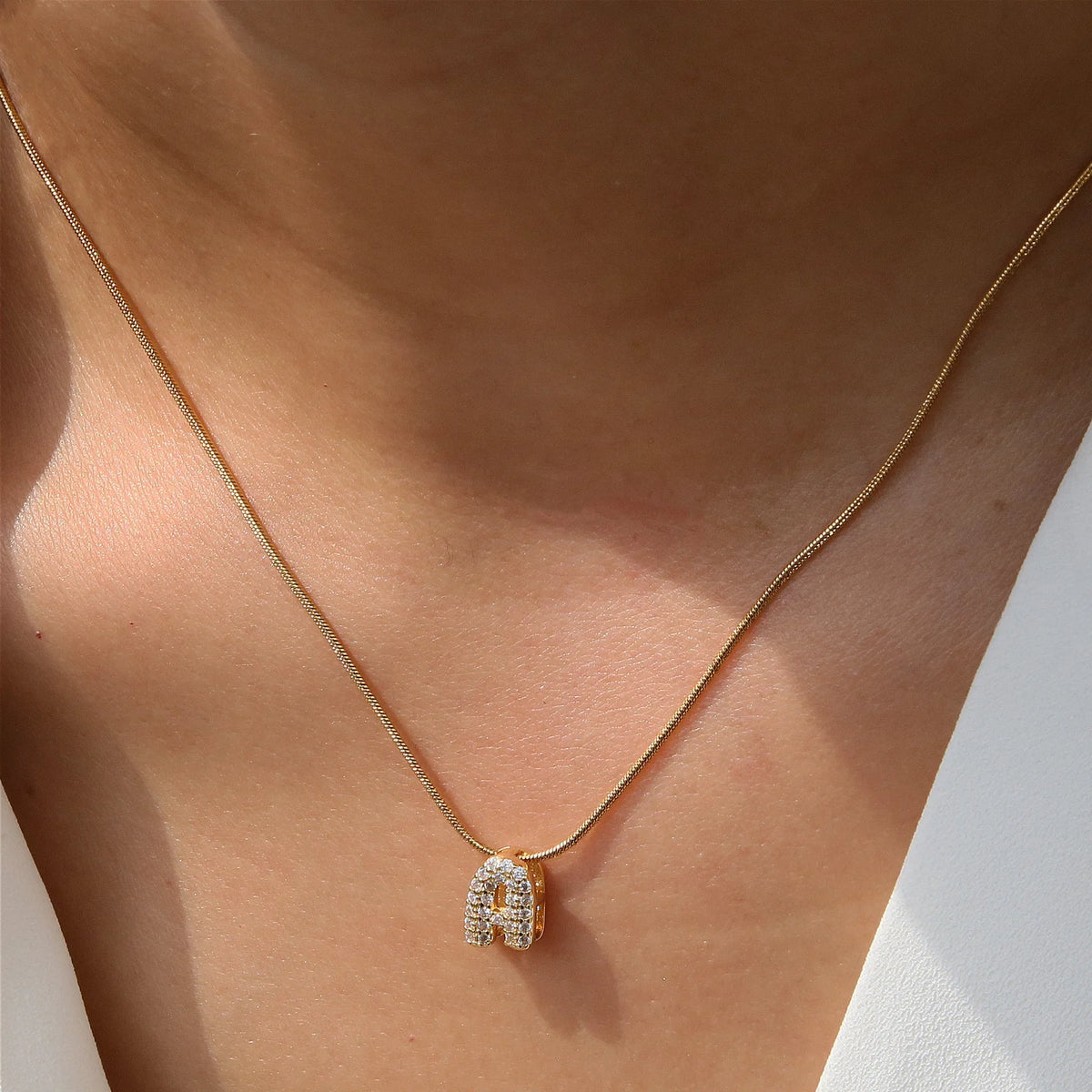 Lettavelle – Dainty Gold-Plated Zircon Initial Pendant Necklace
