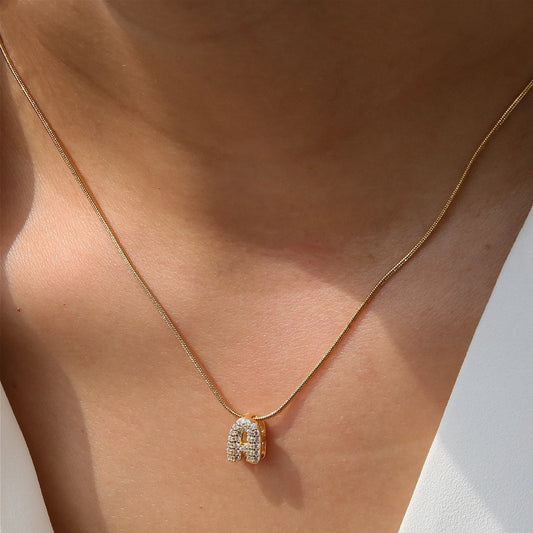 Lettavelle – Dainty Gold-Plated Zircon Initial Pendant Necklace