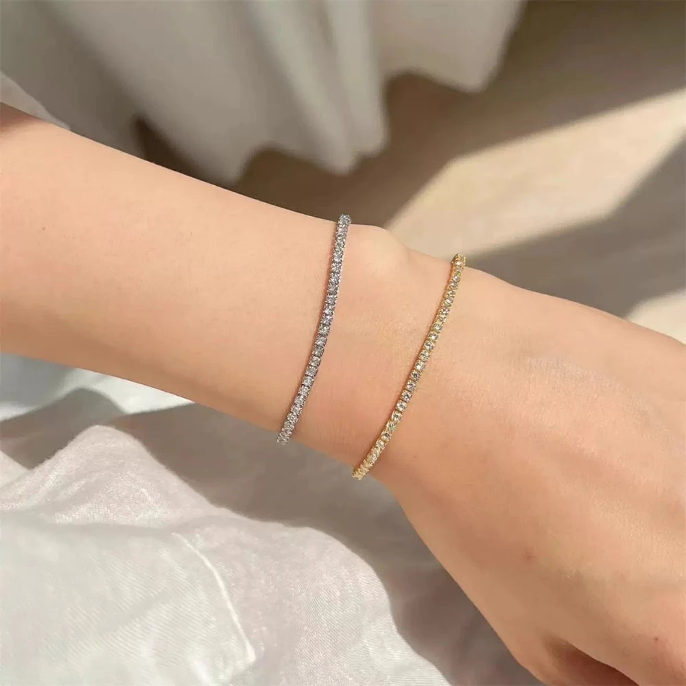 Zircona Luxe – 4mm Gold & Silver Tennis Bracelet