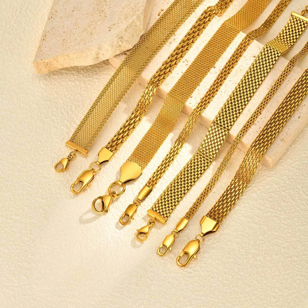 Aurielle Weave – 18K Gold Plated Mesh Bracelet