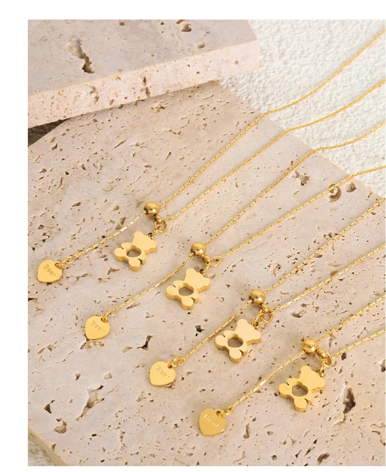 Auribear Charm – Gold-Plated Hollow Bear Necklace