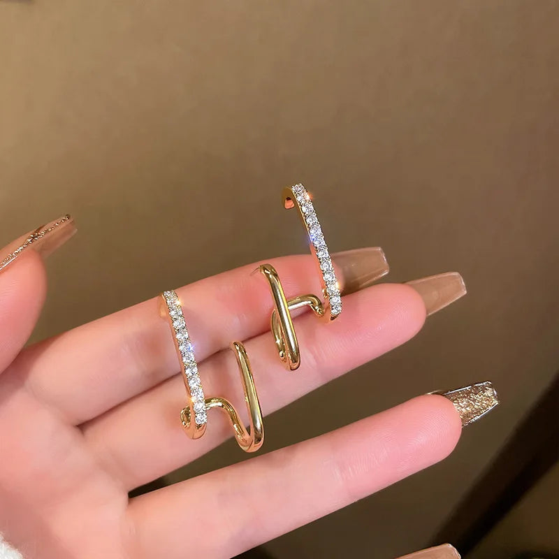 Eloise Charm – Double Row Gold Piercing Earrings