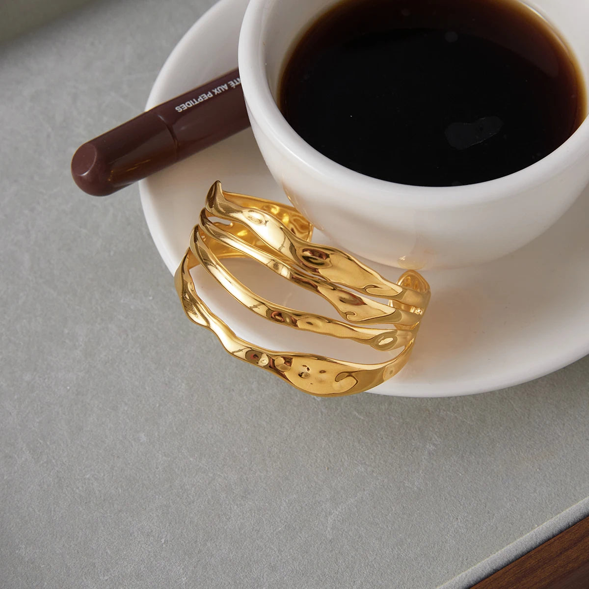Lunara Bold – Minimalist Four-Layer Cuff Bracelet