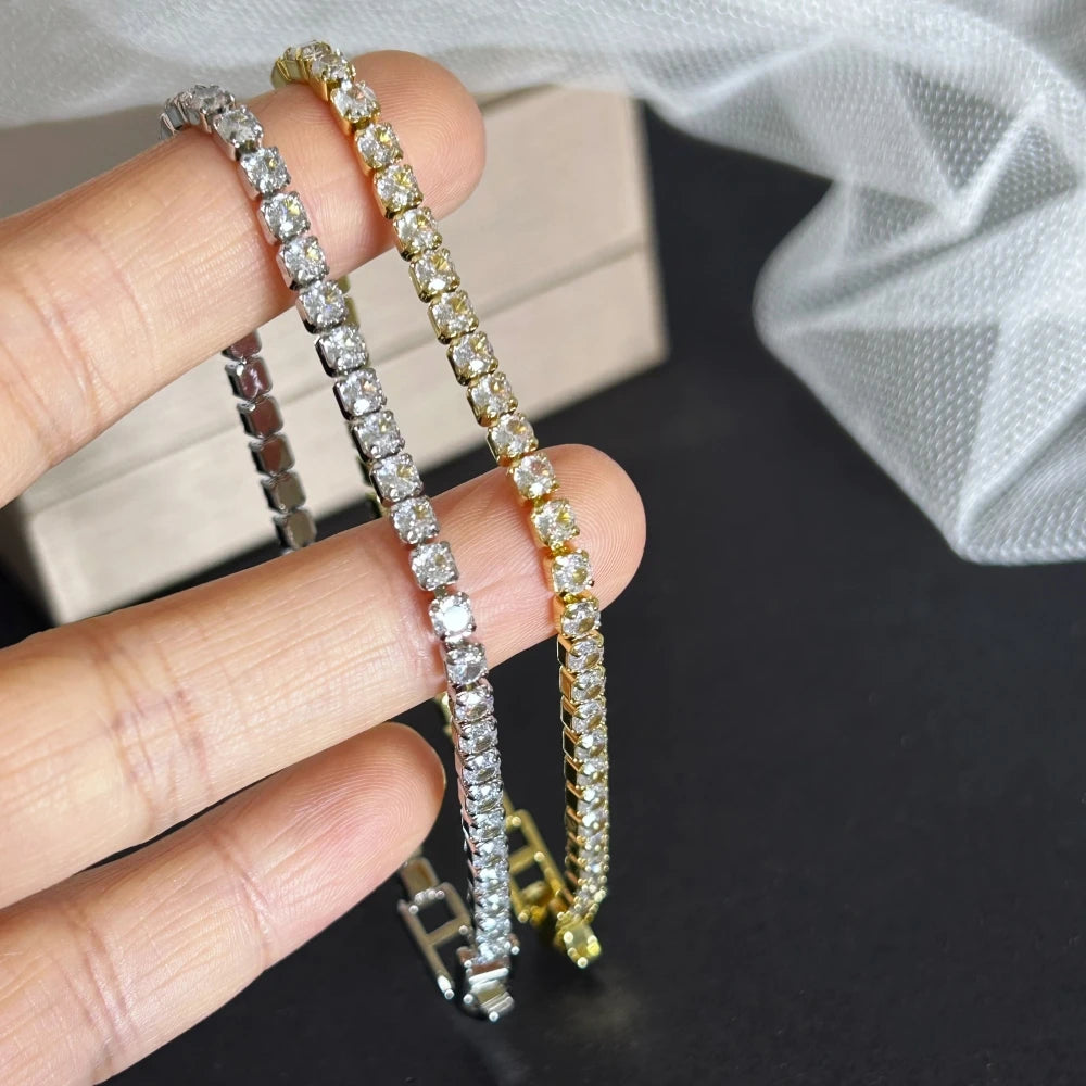Zircona Luxe – 4mm Gold & Silver Tennis Bracelet