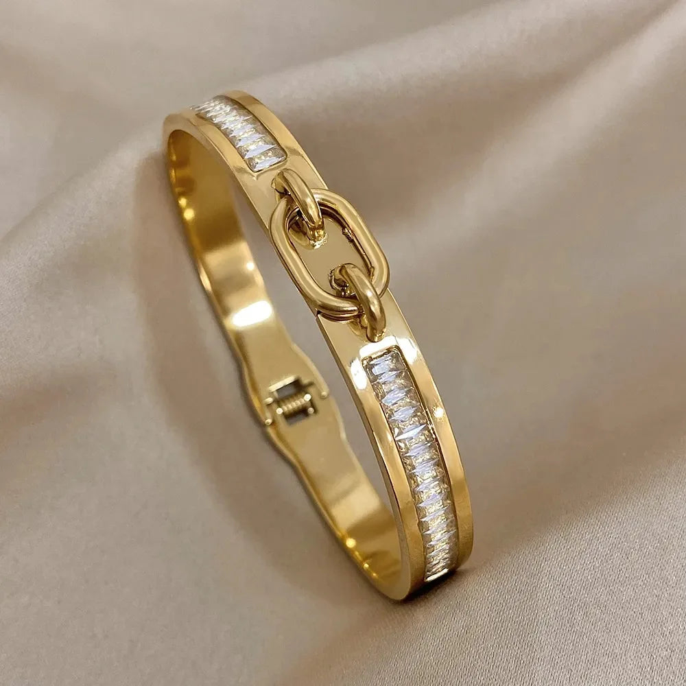 Aurielle Glint – Gold-Plated Diamond Inlay Bracelet