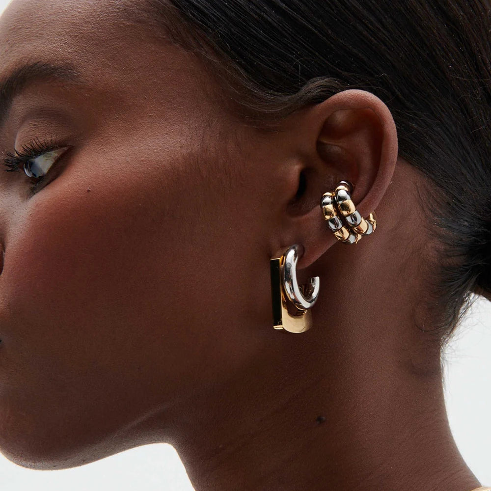 Aurivelle Duo – Mixed Gold & Silver Hoop Earrings