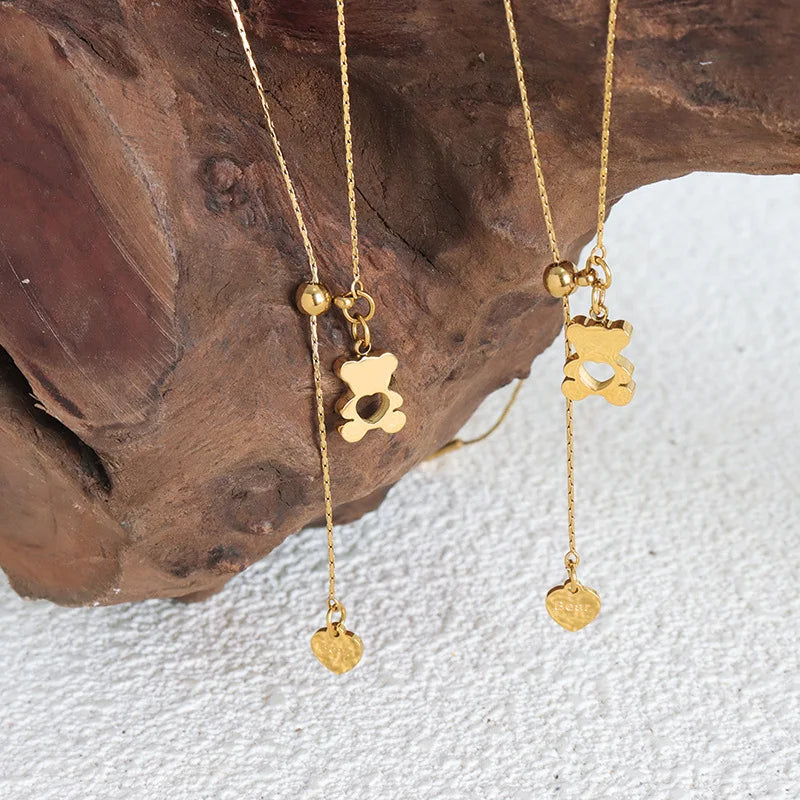 Auribear Charm – Gold-Plated Hollow Bear Necklace