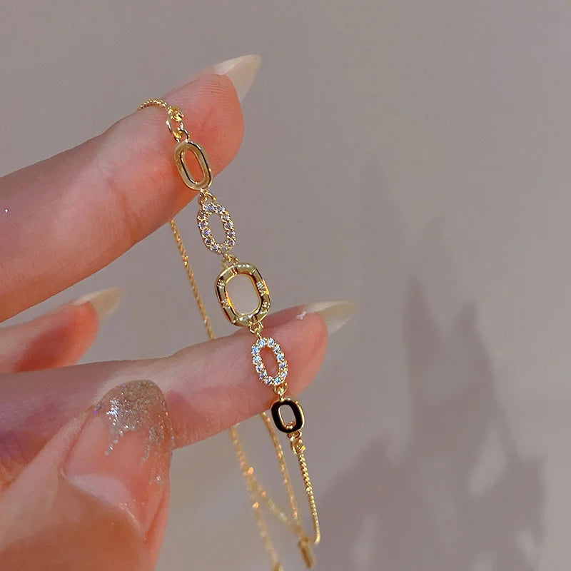 Zavielle – Geometric Gold-Plated Zircon Bracelet