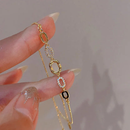 Zavielle – Geometric Gold-Plated Zircon Bracelet