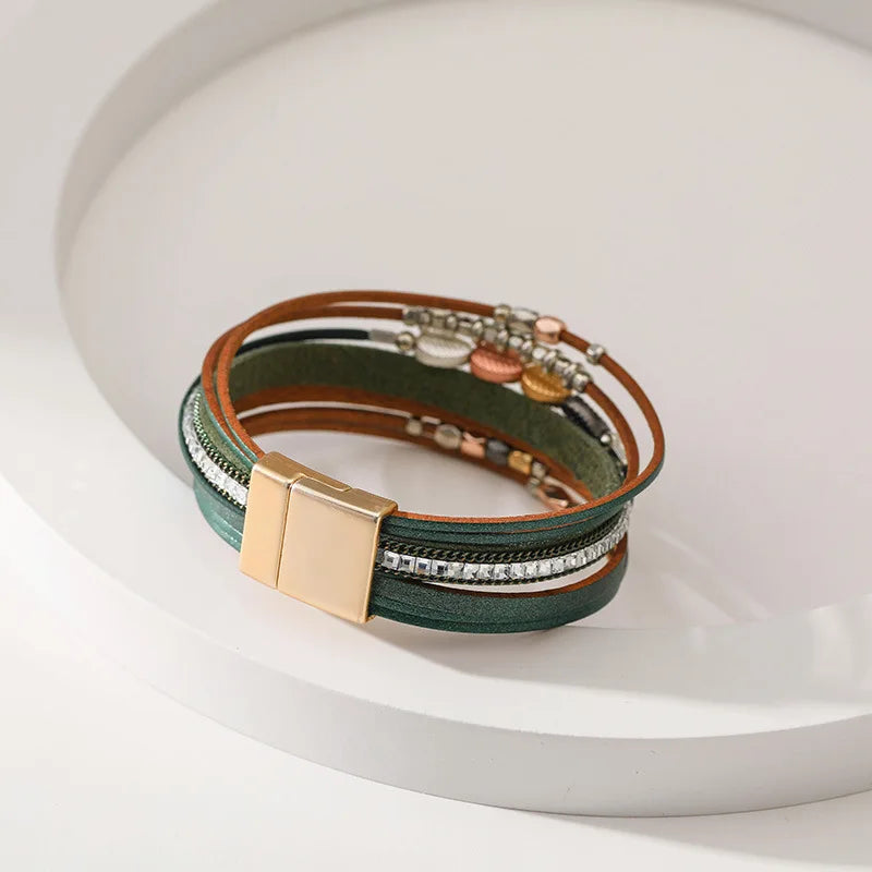 Seraphina Charm - Multi Layer Handmade Leather Bracelet
