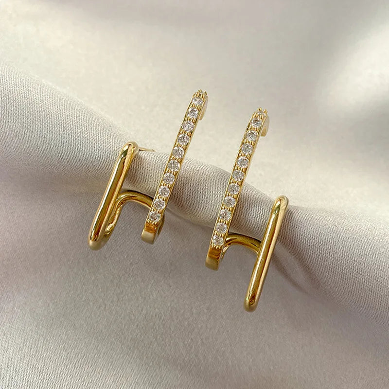Eloise Charm – Double Row Gold Piercing Earrings