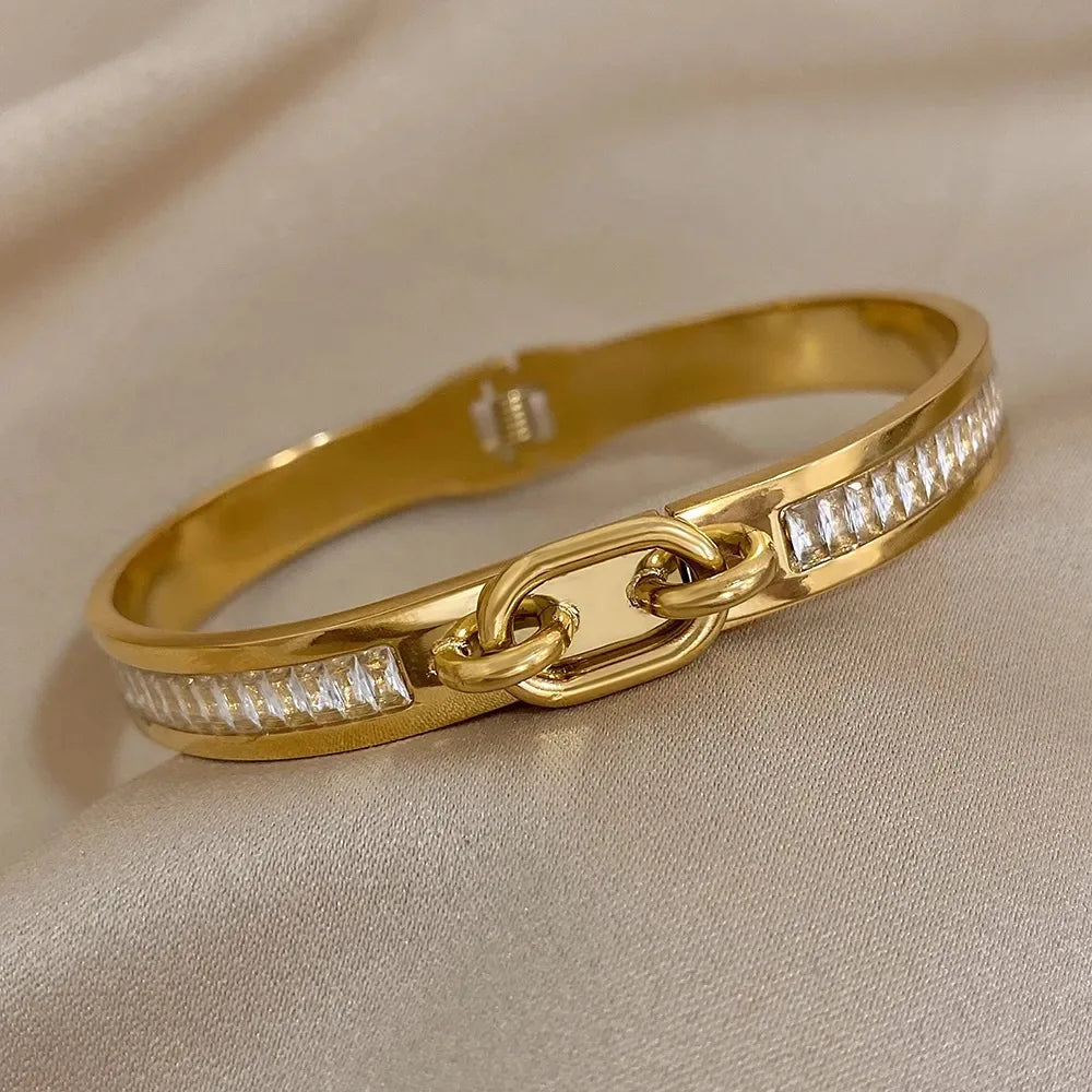 Aurielle Glint – Gold-Plated Diamond Inlay Bracelet