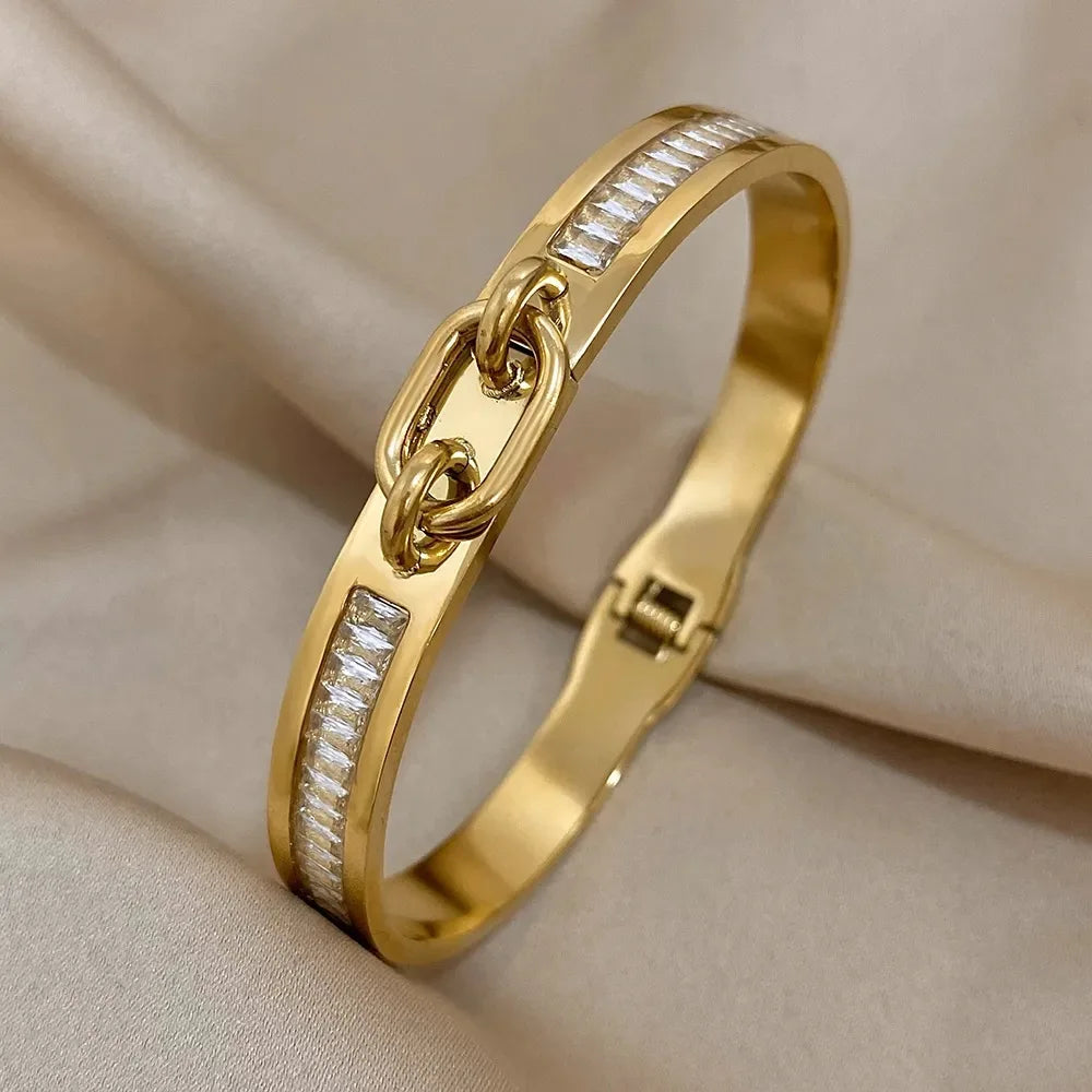 Aurielle Glint – Gold-Plated Diamond Inlay Bracelet