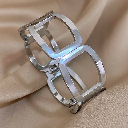 Orvessa – Bold Geometric Gold & Silver Cuff Bracelet