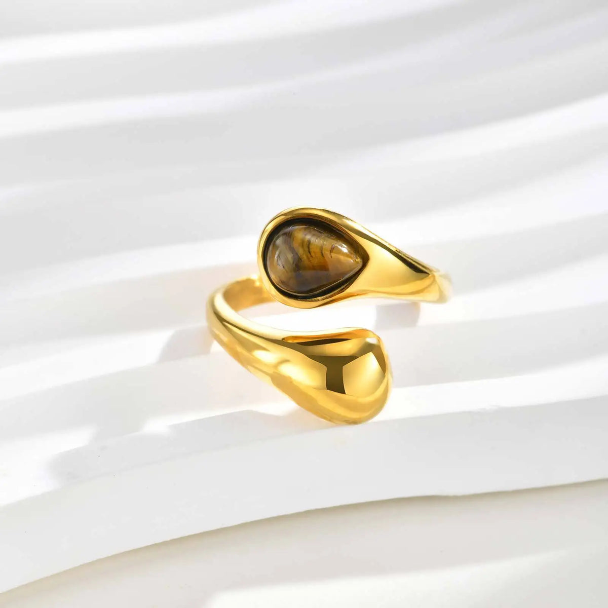Tigressa Drop – 18K Gold Tiger Eye Statement Ring