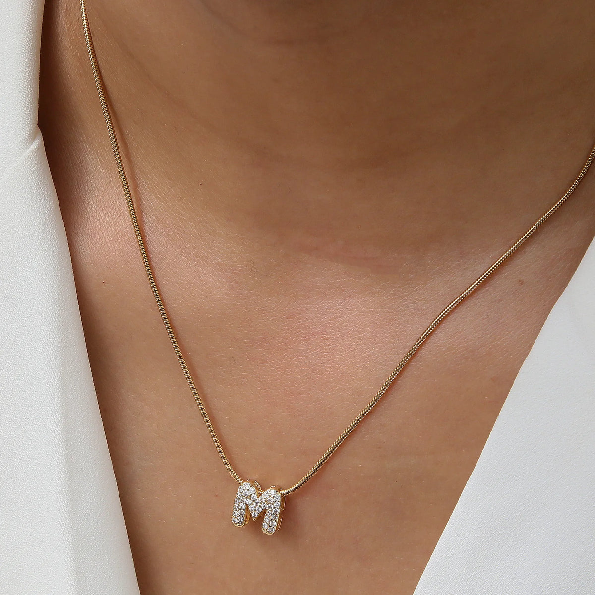 Lettavelle – Dainty Gold-Plated Zircon Initial Pendant Necklace