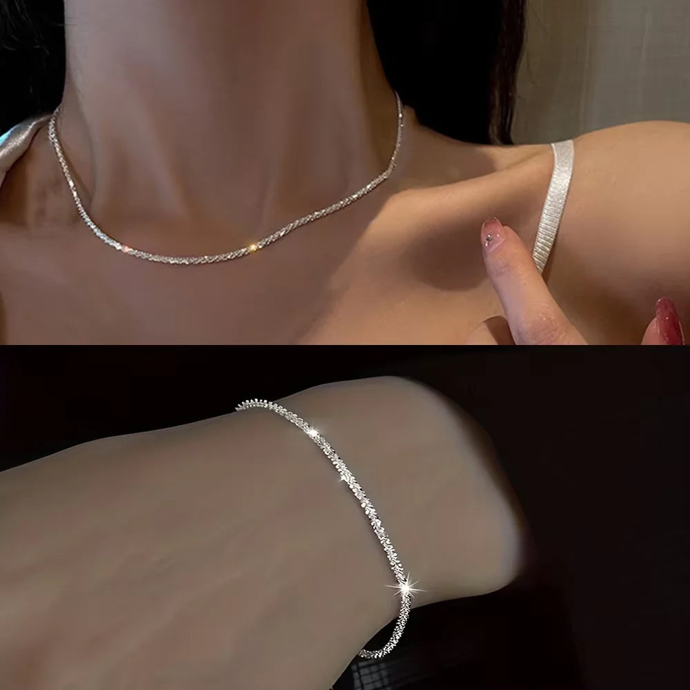 Celeste Shine – Silver Plated Necklace & Bracelet Set
