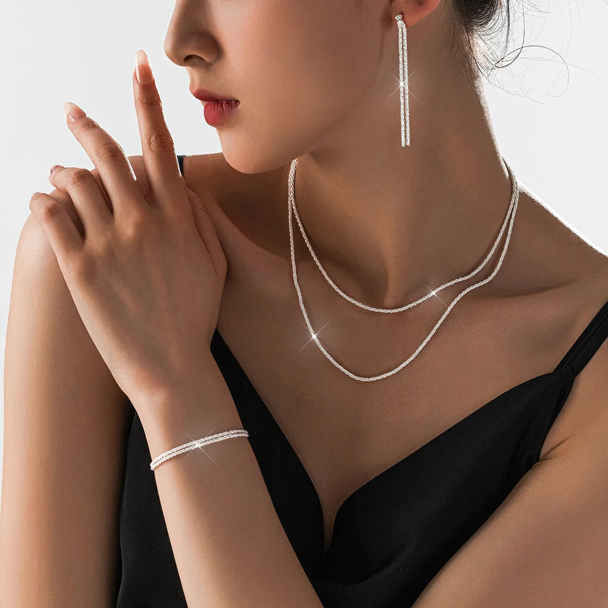 Celeste Shine – Silver Plated Necklace & Bracelet Set