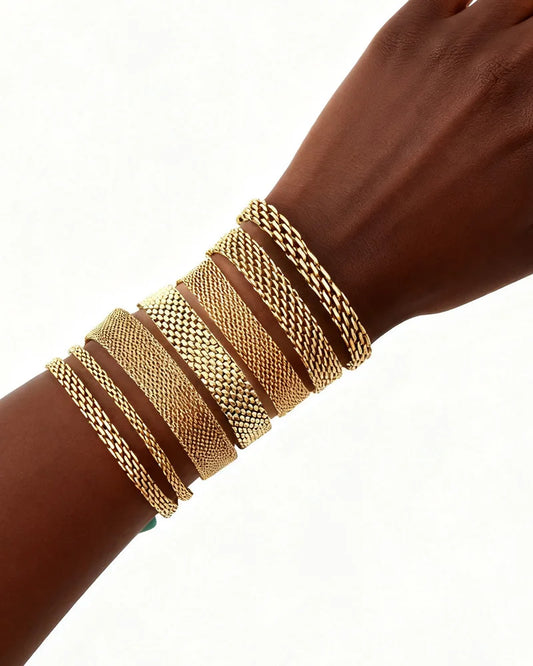Aurielle Weave – 18K Gold Plated Mesh Bracelet