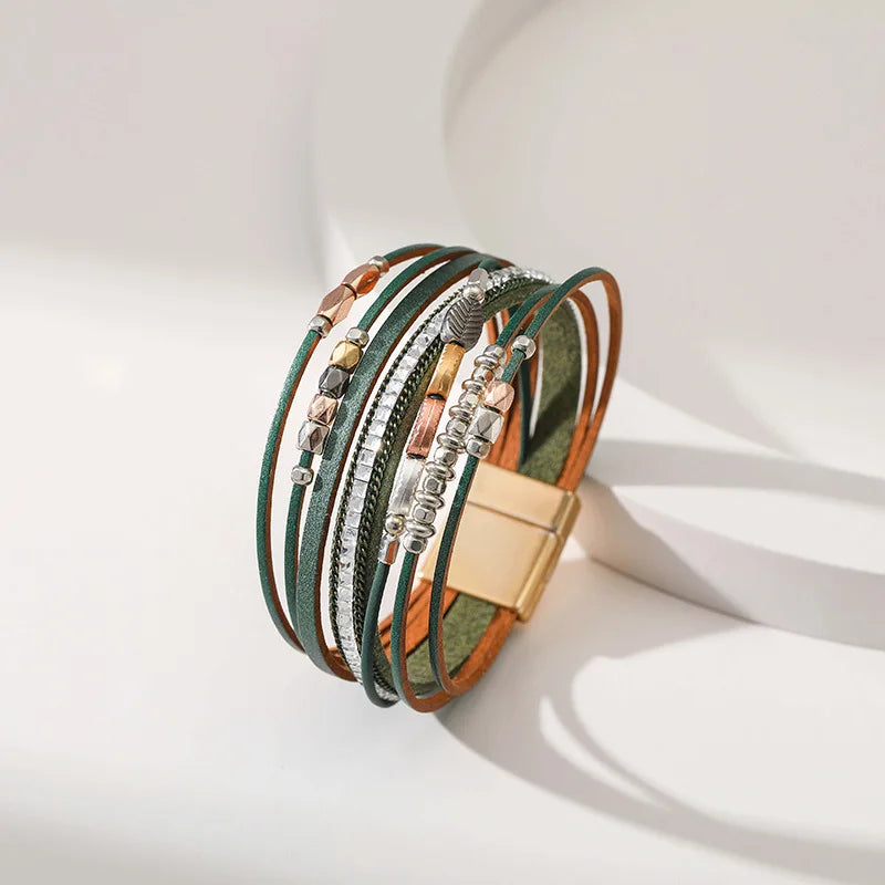 Seraphina Charm - Multi Layer Handmade Leather Bracelet