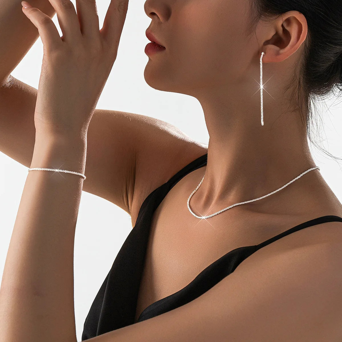 Celeste Shine – Silver Plated Necklace & Bracelet Set