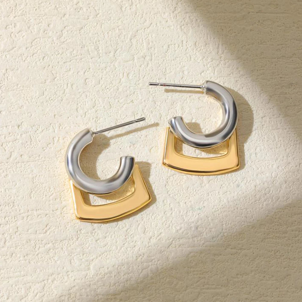 Aurivelle Duo – Mixed Gold & Silver Hoop Earrings