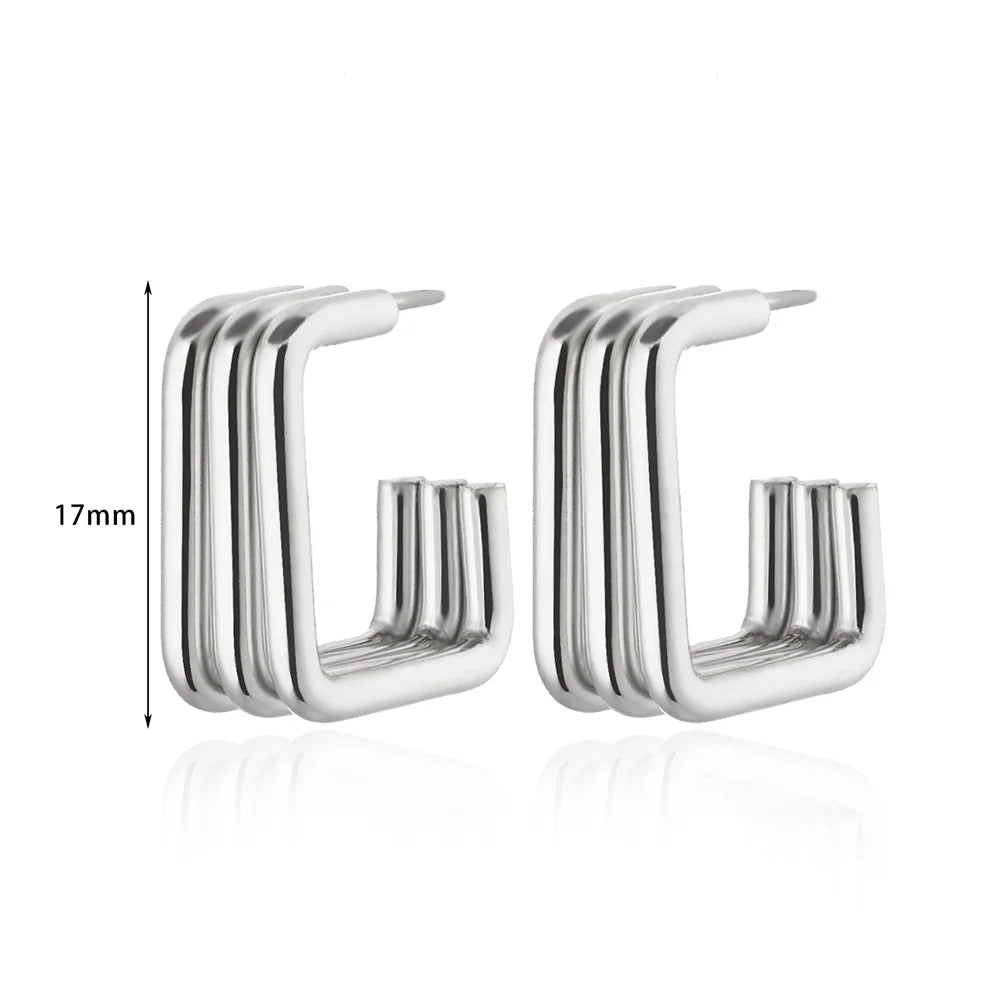 Aurora Square – Gold Plated Stainless Steel Women’s Stud Earrings