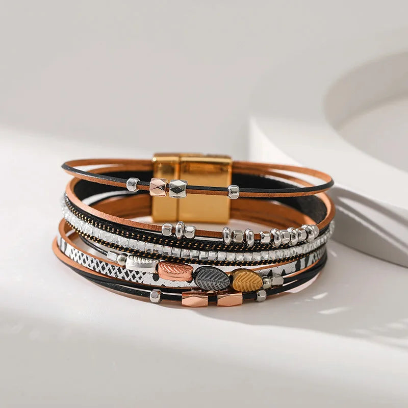 Seraphina Charm - Multi Layer Handmade Leather Bracelet