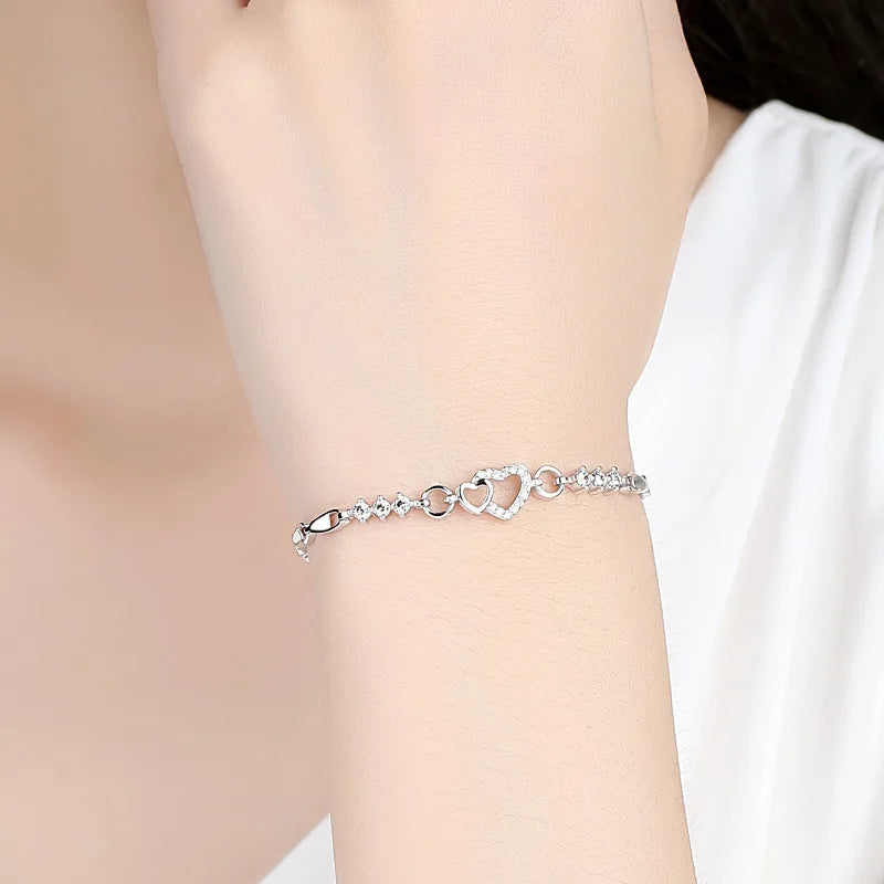 Amorelle Heart – 925 Sterling Silver Purple Zircon Bracelet